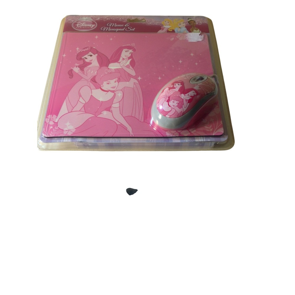 Disney Princess Mouse & Mousepad Set Pink Ariel Cinderella Belle Sakar NEW